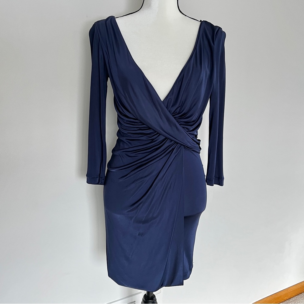 PATRIZIA PEPE Abito Draped Wrap Mini Dress Lapis Navy Blue NWT